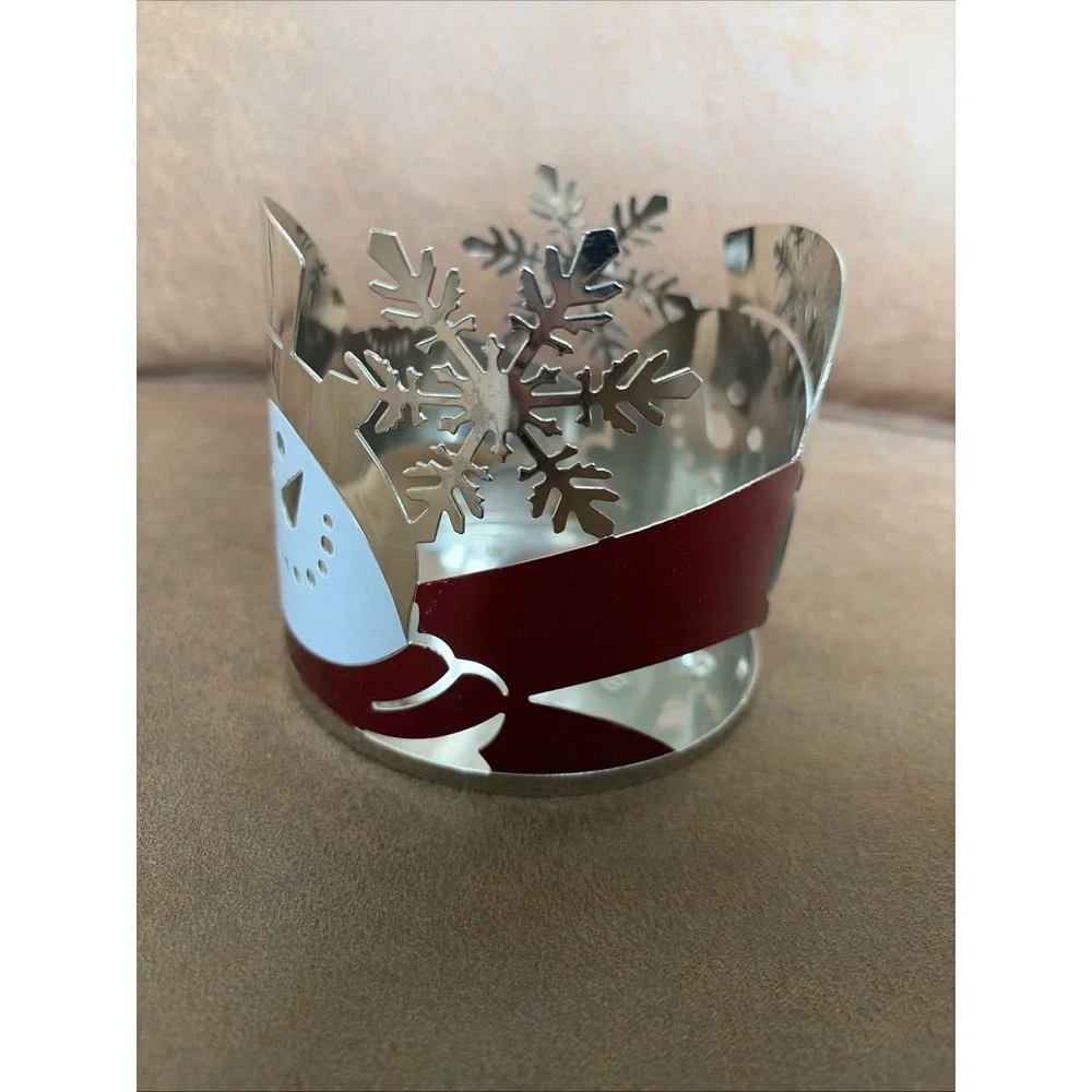 Bath And‎ Body Works Snowman Snowflake 3-wick Candle Holder  Silver Winter